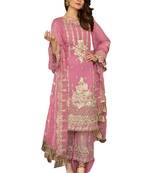 Pink embroidered georgette salwar
