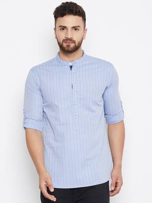 blue woven cotton men kurtas 2