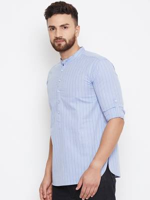 blue woven cotton men kurtas 3