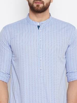 blue woven cotton men kurtas 5