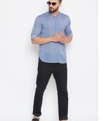 blue woven cotton men kurtas