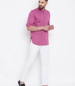 pink woven cotton men kurtas