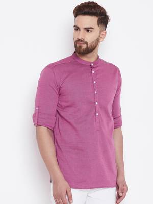 pink woven cotton men kurtas 3