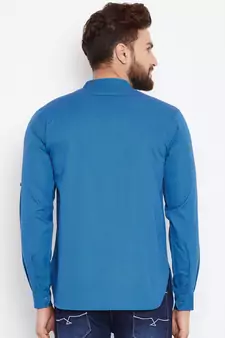 blue woven cotton men kurtas