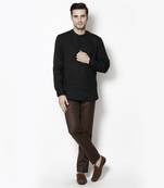 black woven linen men kurtas