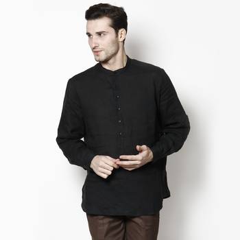 black woven linen men kurtas 2