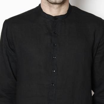black woven linen men kurtas 5