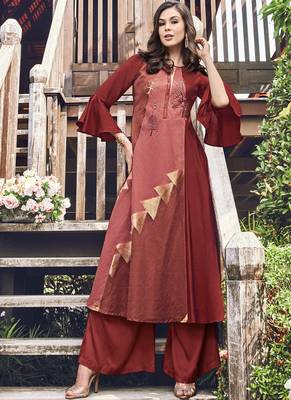 Brown Jacquard Islamic Tunics 1