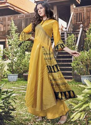 Yellow Jacquard Islamic Tunics 2