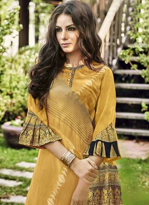 Yellow Jacquard Islamic Tunics 3