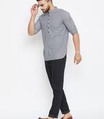grey woven cotton men kurtas