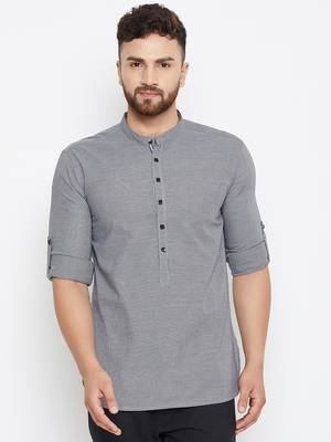 grey woven cotton men kurtas 2