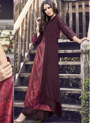 Maroon Jacquard Islamic Tunics 2