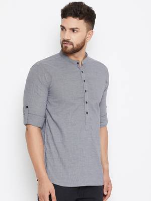 grey woven cotton men kurtas 3