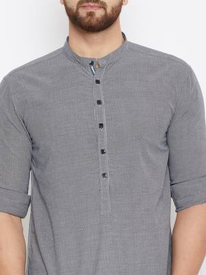 grey woven cotton men kurtas 5