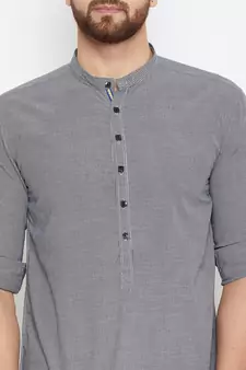 grey woven cotton men kurtas