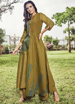Mustard Jacquard Islamic Tunics 1