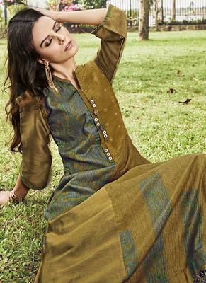 Mustard Jacquard Islamic Tunics 2