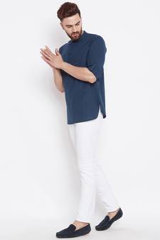 black woven cotton men kurtas