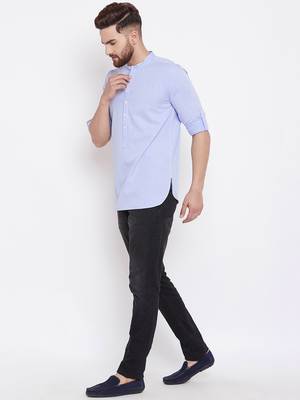blue woven cotton men kurtas 1