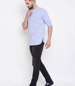 blue woven cotton men kurtas