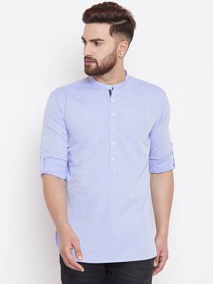 blue woven cotton men kurtas 2
