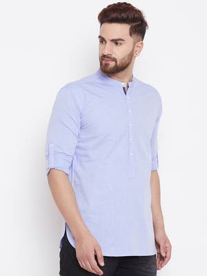 blue woven cotton men kurtas 3