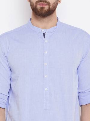 blue woven cotton men kurtas 5