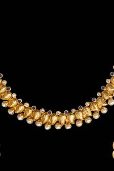 Traditional Indian Bollywood Paisley Design Pearl Polki Necklace Set