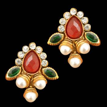 Traditional Indian Bollywood Jewelry Set Pearl Polki Kundan Necklace Set 2