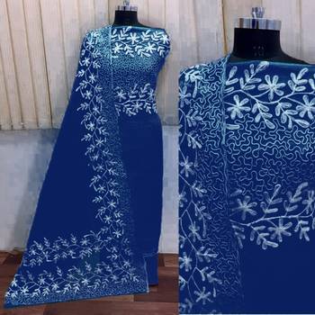 Blue embroidered cotton salwar 1