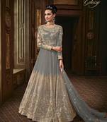 Grey embroidered georgette salwar