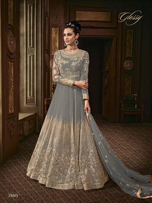 Grey embroidered georgette salwar 4