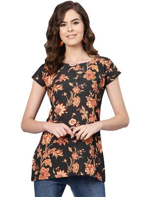 Women's Polyester black Floral Printed Top 1