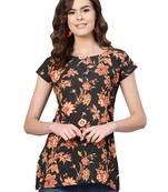 Women's Polyester black Floral Printed Top