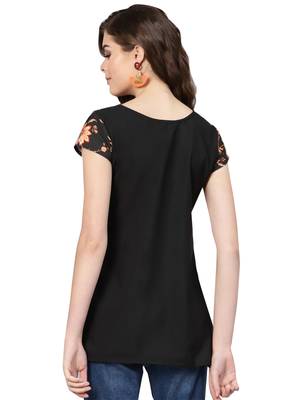 Women's Polyester black Floral Printed Top 2