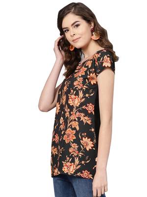 Women's Polyester black Floral Printed Top 4