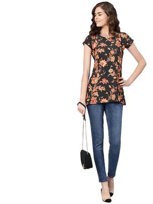 Women's Polyester black Floral Printed Top 5