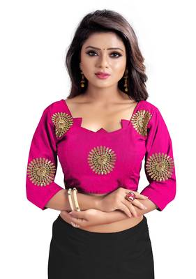 Black plain art silk sarees saree with blouse 4