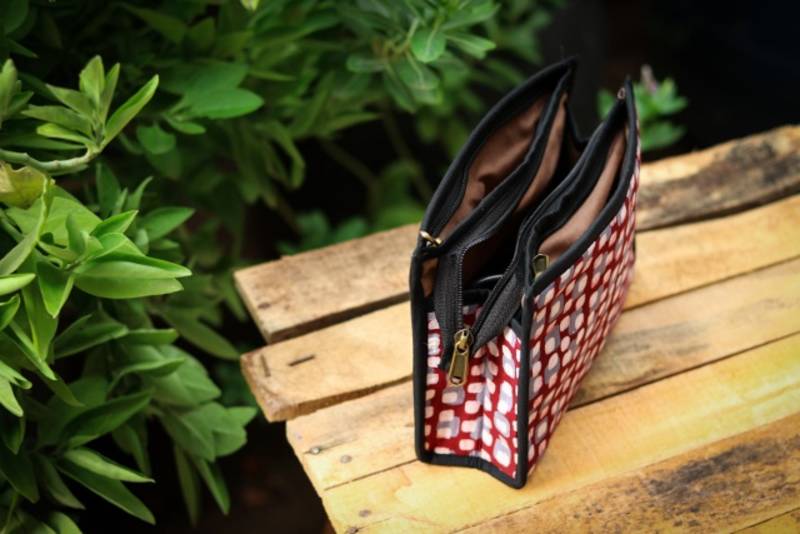 3 Compartment Cotton Batik Pouch