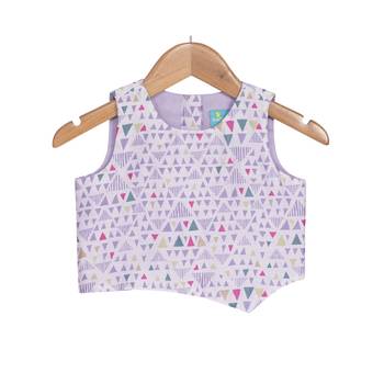 Lavender Pompom Skirt with Asymmetric Crop Top 3