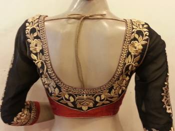 Maroon rawsilk zari embroidered blouse 2