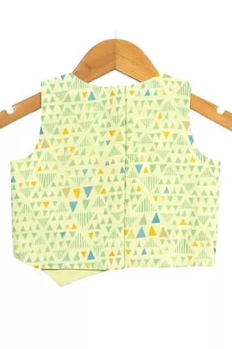 Hue of Green Pompom Skirt with Asymmetric Crop Top