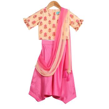 Peach & Pink Harem Pants with Top & Ombre Dupatta 1