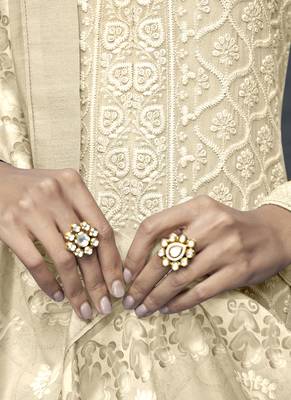 off white embroidered georgette stitched salwar with dupatta 3