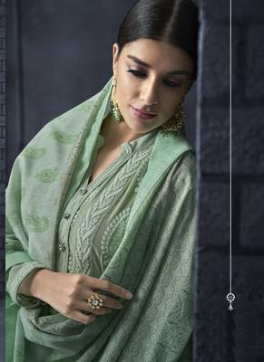 green embroidered georgette stitched salwar with dupatta 2