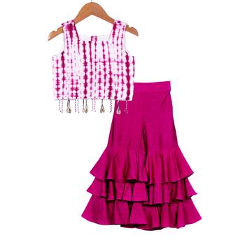 Purple Tie Dye Crop Top with Sharara 1