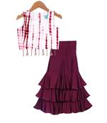 Maroon Tie Dye Crop Top with Sharara