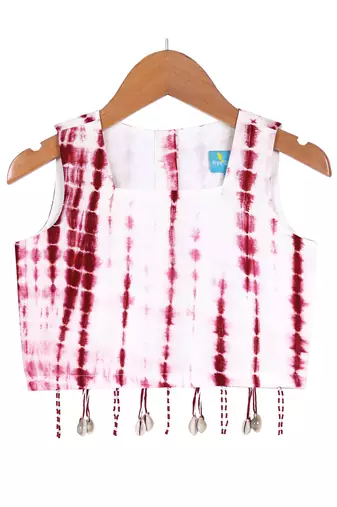 Maroon Tie Dye Crop Top with Sharara