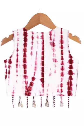 Maroon Tie Dye Crop Top with Sharara